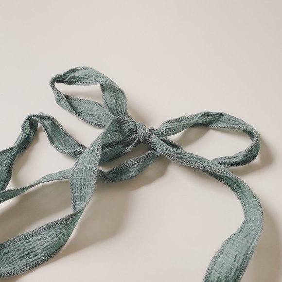 Ann Taylor Factory Boho Chunky Beige Tan Beaded Pastel Teal Ribbon Tie Necklace - Picture 9 of 12